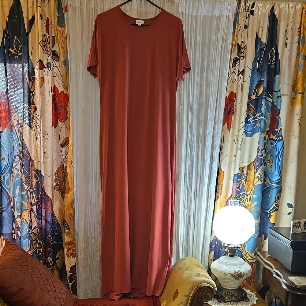 LuLaRoe Ribbed Orange Sheath Maxi Dress